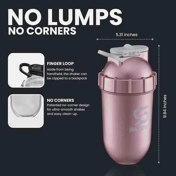 NWT SHAKESPHERE unisex Protein Shaker Tumbler , rose gold -24 Oz - Picture 2 of 7